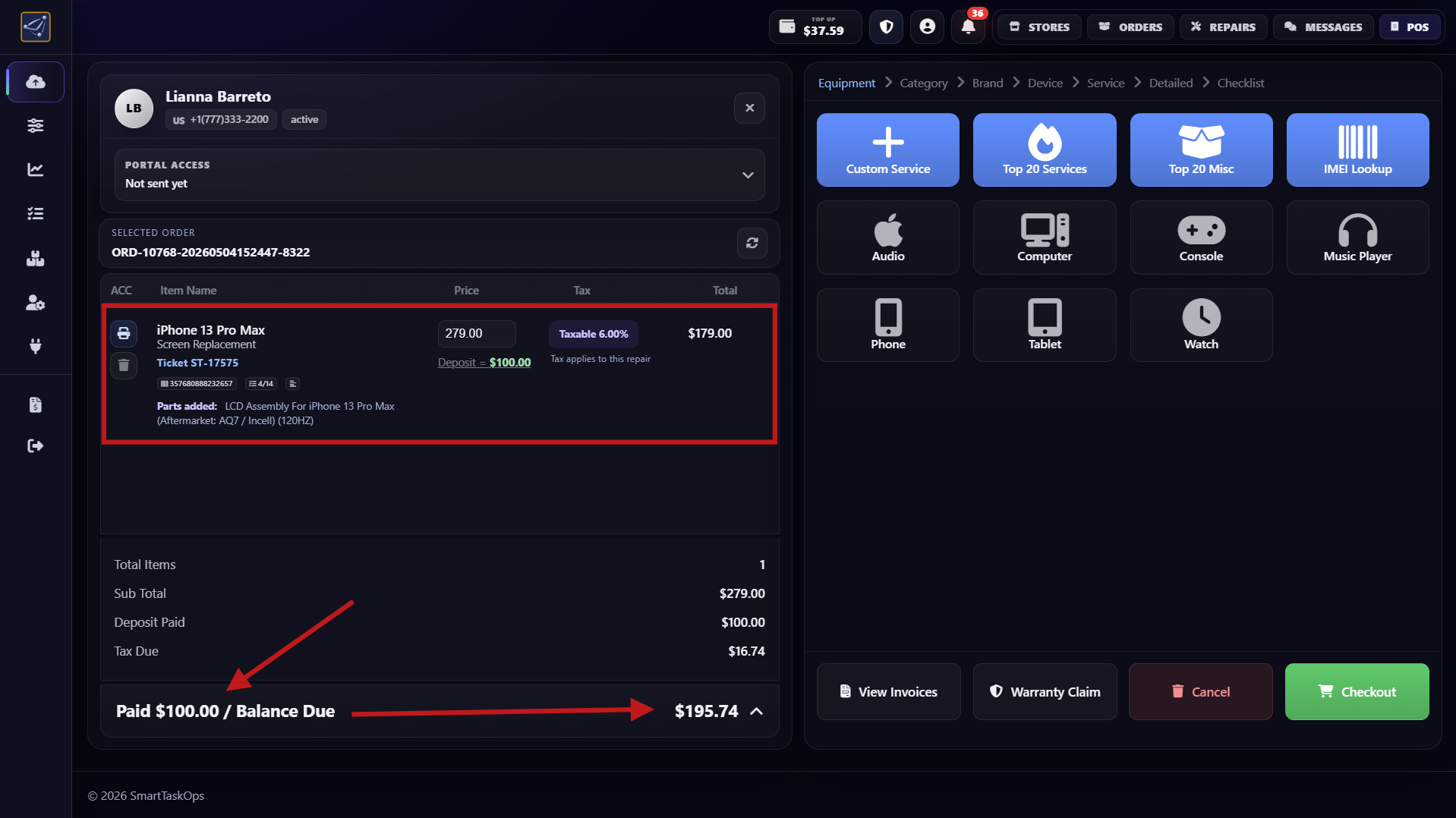 Step 18 - Final POS state after deposit is collected