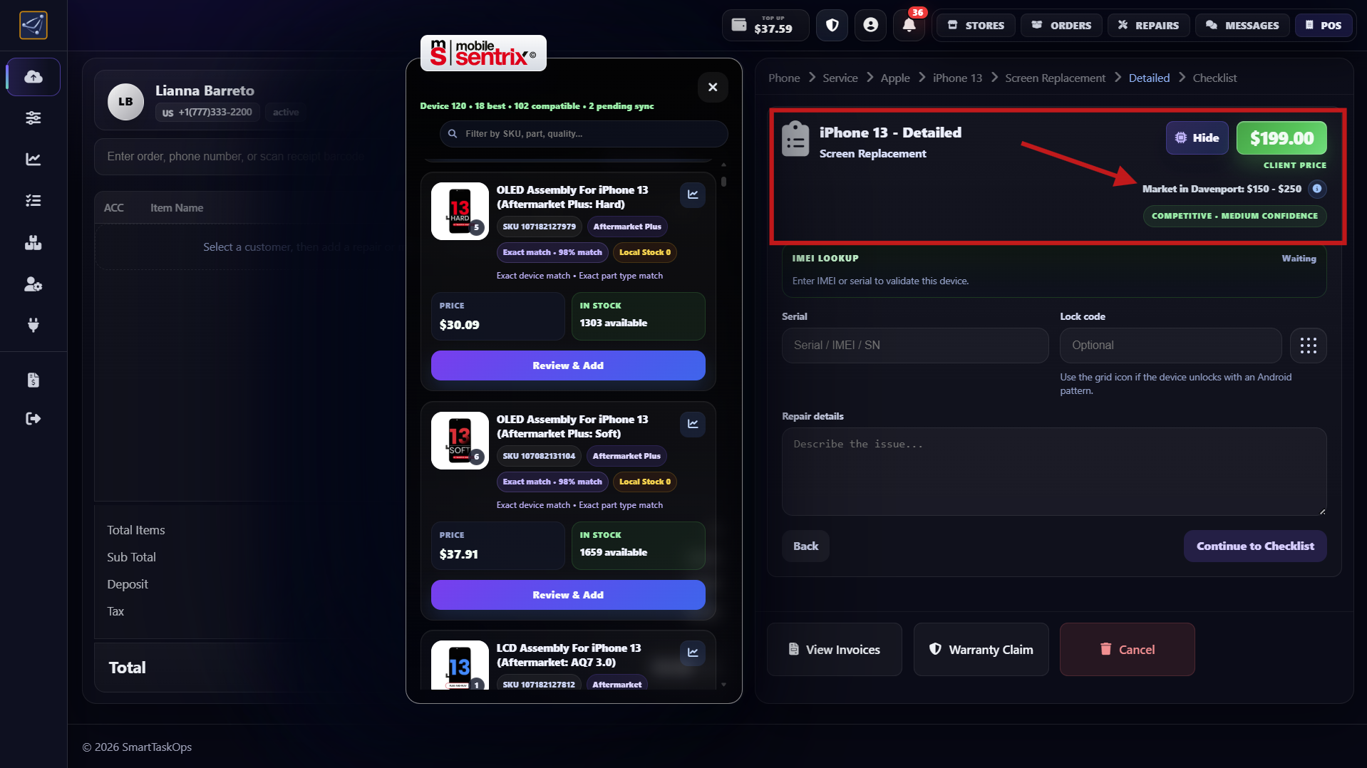 Step 7 - MobileSentrix and local repair pricing options